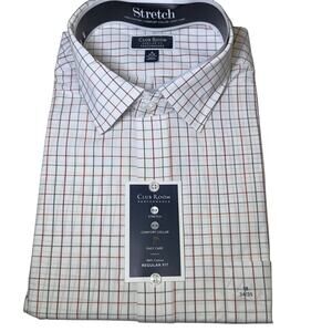 Club Room Men's Window Plaid Dress Shirt, White/red/green  18 34/35 $60